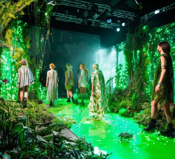 动态环保走秀背景图，为可持续时尚注入视觉活力与生态意识